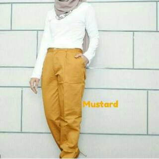  BAGGY  PANTS  BIG SIZE MUSTARD XXL XXXL 4L dan 5L BAGGY  