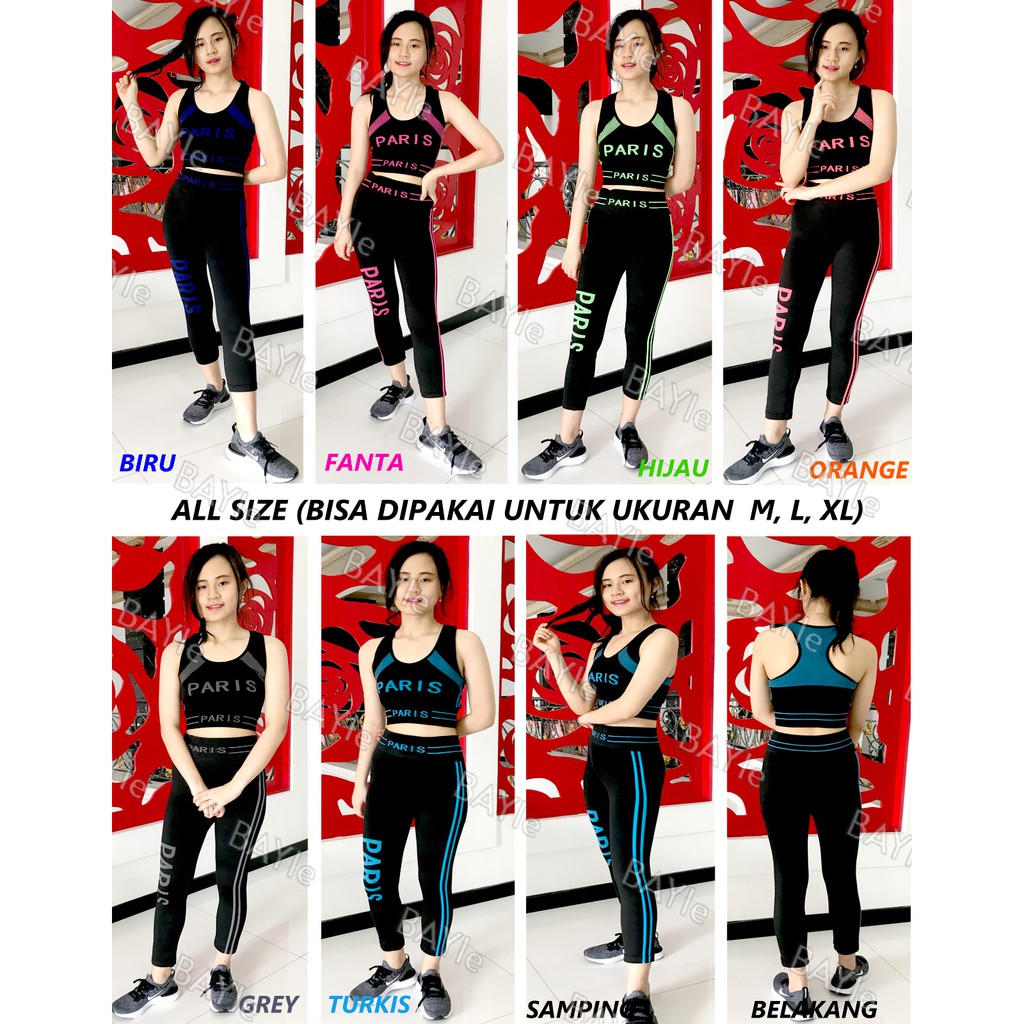 Setelan Baju Singlet+Celana Legging 7/8 Senam Wanita/Sport/Zumba/Aerobic/Yoya/Gym FEMA 3253+7253