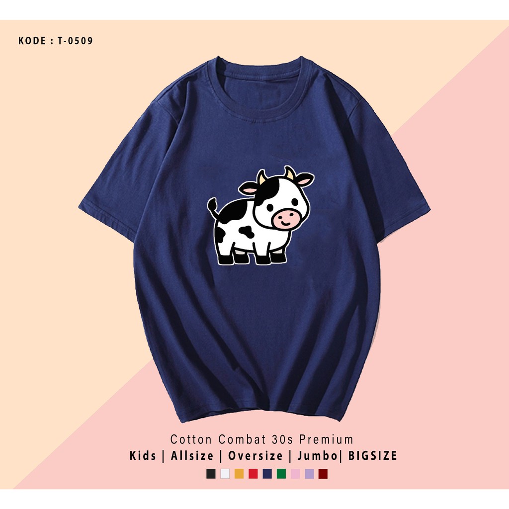 T-SHIRT / KAOS DEWASA UNISEX COW CUTE / HARGA TERMURAH / BAHAN KATUN / TERMURAH BAJU SANTAI