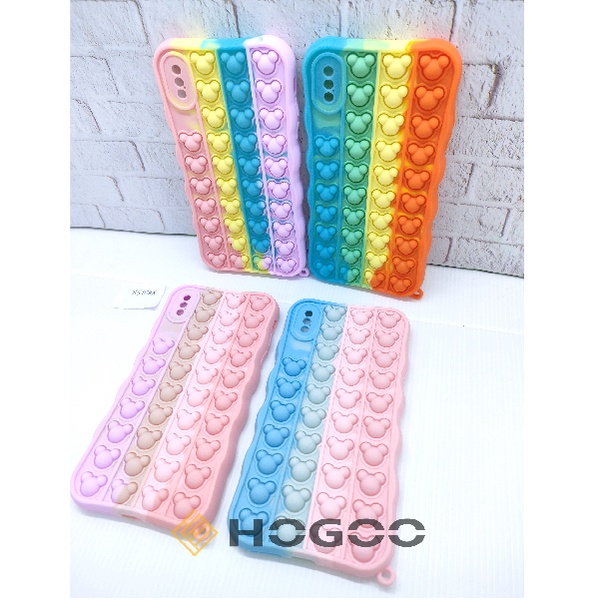 HOGOO CASE POP IT SILICONE IPHONE XS MAX - CASE PENGHILANG STRESS PUSH IT BUBBLE CASE RAINBOW