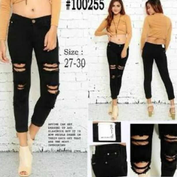 Pasti Puas Celana  jeans sobek  wanita  skinny streeth 