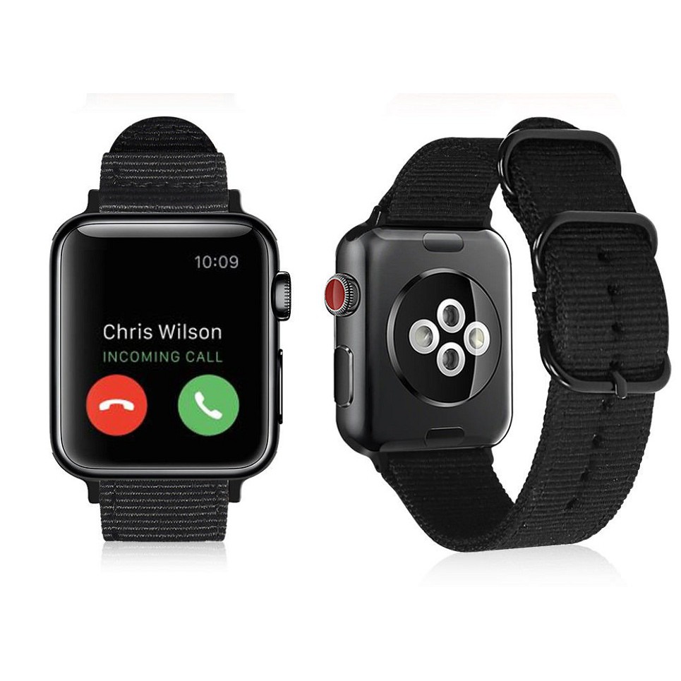 Tali Jam Apple Watch Premium Woven Nylon Buckle Strap Series 1 2 3 4 5 38mm 40mm - Black