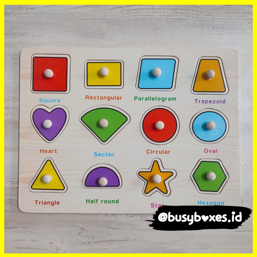 [busyboxes.id] Mainan Edukasi anak 2 tahun Puzzle Bentuk Dasar Kayu Wooden Toys Puzzle Geometri puzzle kayu