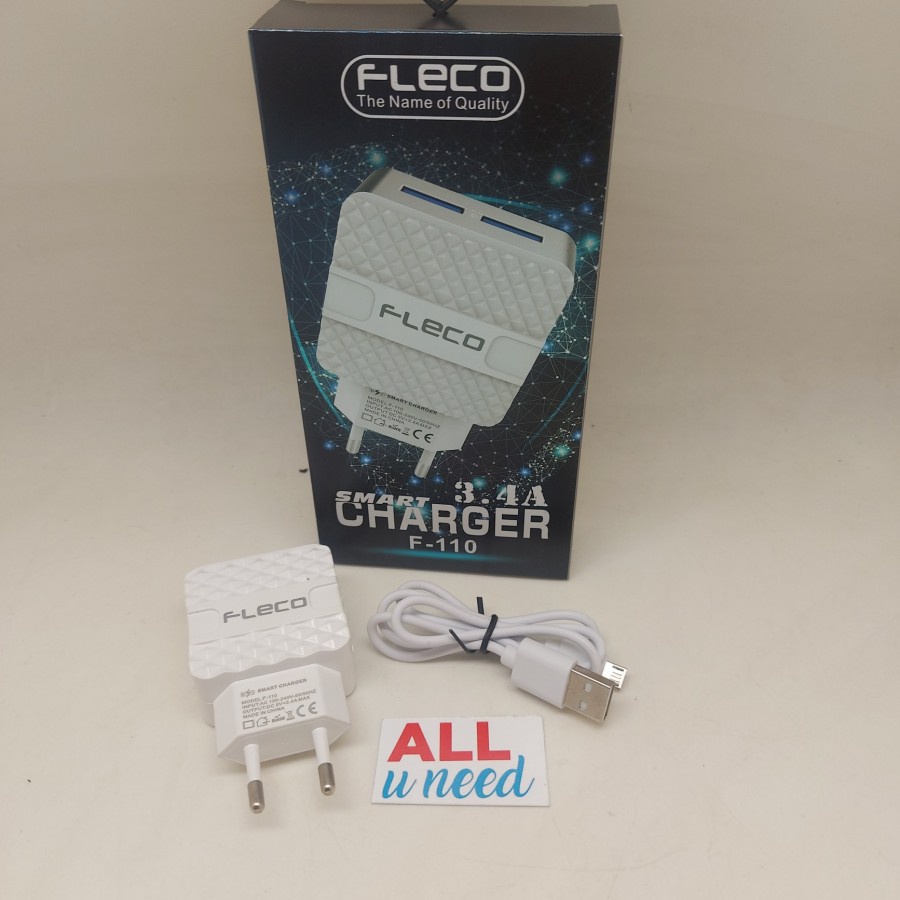 Batok Charger Fleco F-110 3.4A - Travel Adaptor Fleco Dual USB