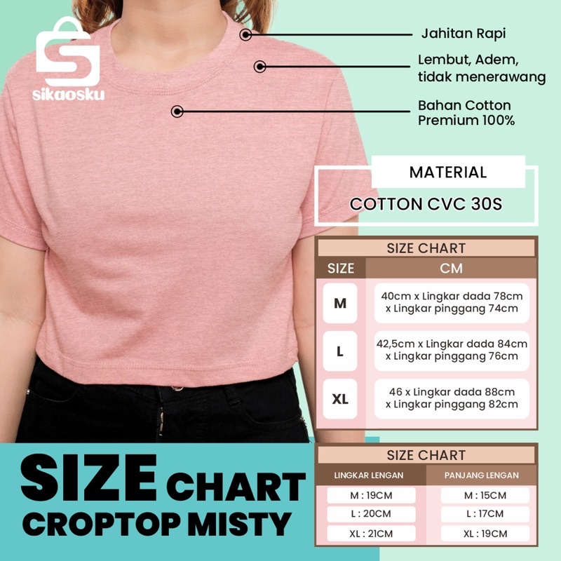 ATASAN KAOS  CROP TOP MISTY BAJU WANITA CROP TEE KOREAN