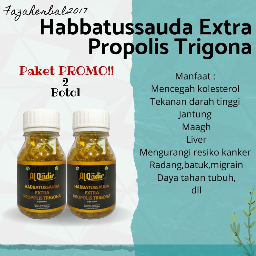 HARGA PROMO 2 Habbatussauda Extra Propolis Trigona 200 kapsul