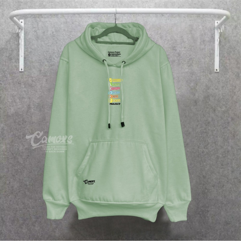 Sweater Pria Distro Hijau Mint Sablon Camoxs Warna Hoodie Cowok Cewek Oversize Bahan Catton Flecee Tebal Brand Lokal Kota Bandung