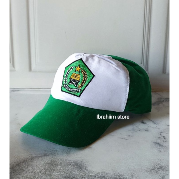 TOPI MI / TOPI ANAK SEKOLAH MI / TOPI PUTIH HIJAU