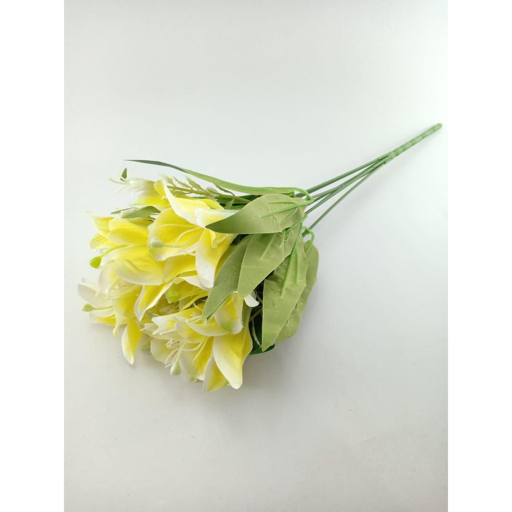 COD BUNGA LILY BUNGA TANGKAI PLASTIK BUNGA ARTIFISIAL BUNGA PAJANGAN IMITASI BUNGA HIASAN BT9041-KUNING