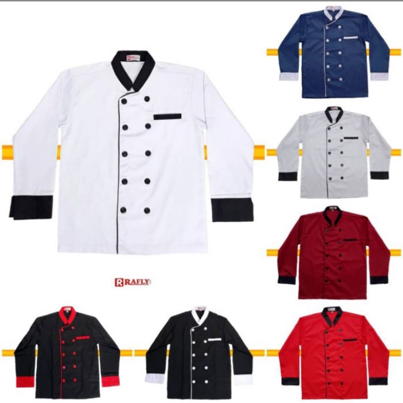 baju koki chef lengan panjang pria dan wanita