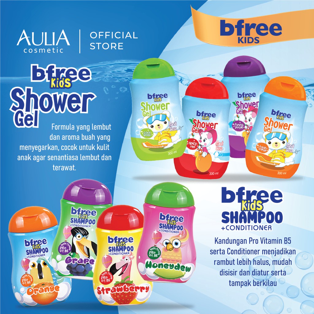 BFREE KIDS Shower Gel (Sabun Mandi Anak) | Shampoo (Sampo Anak) | Cologne (Minyak Wangi Anak) | Sunscreen Lotion SPF30 (Sunscreen Anak) | Body Lotion Anak |❤ jselectiv ❤ BFREE KIDS by AULIA Cosmetics