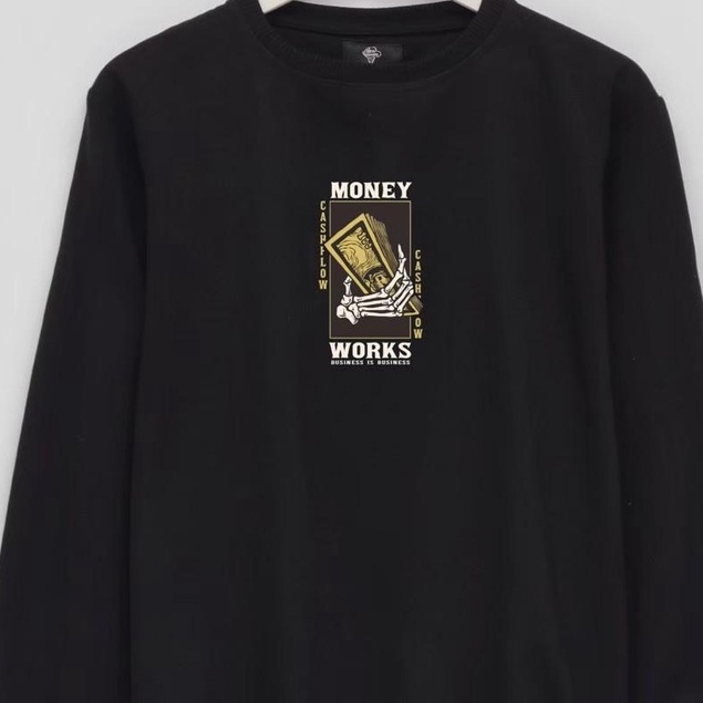 Mymicry Sweater Crewneck Hitam Money Pria Wanita Original Distro Terbaru Oversize Berkualita Crewnek Laki Laki Perempuan Model Kekinian Premium