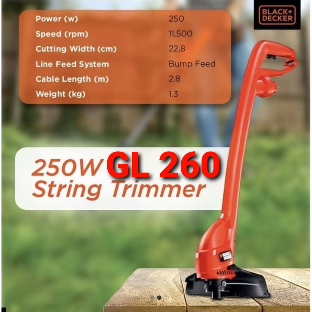 BLACK DECKER GL260 Mesin Potong Rumput 250 Watt Senar String Trimmer