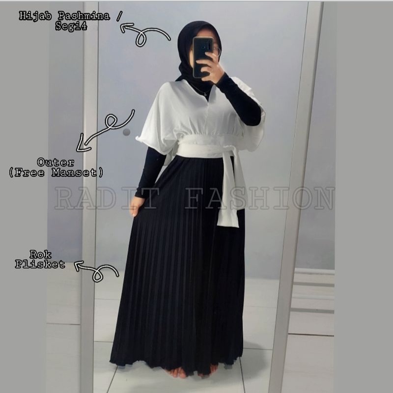 Paket Ootd Wanita Terbaru / Crop Outer / Setelan wanita / Paket ootd rok / Rok plisket / Setelan 3in