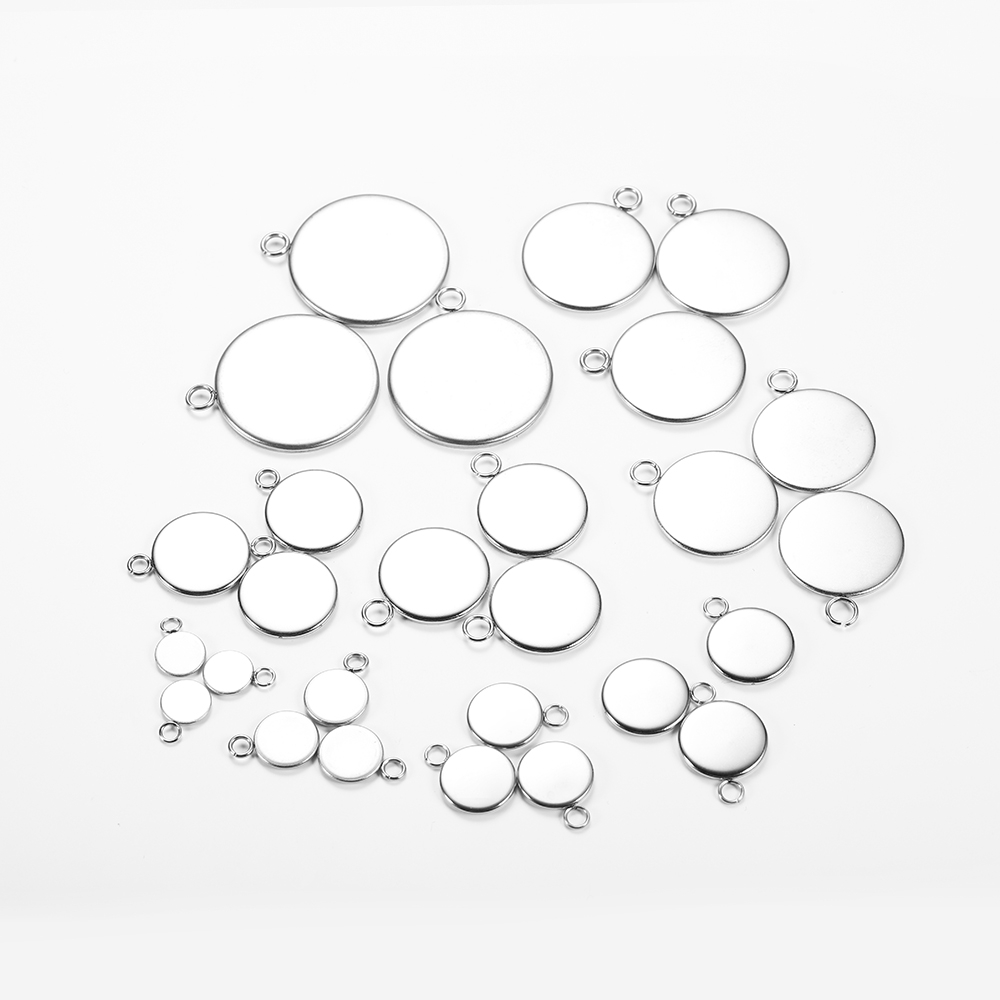 20pcs / Lot 6 / 10 / 14 / 18 / 25mm Bezels Kosong Bahan Stainless Steel Untuk Membuat Perhiasan