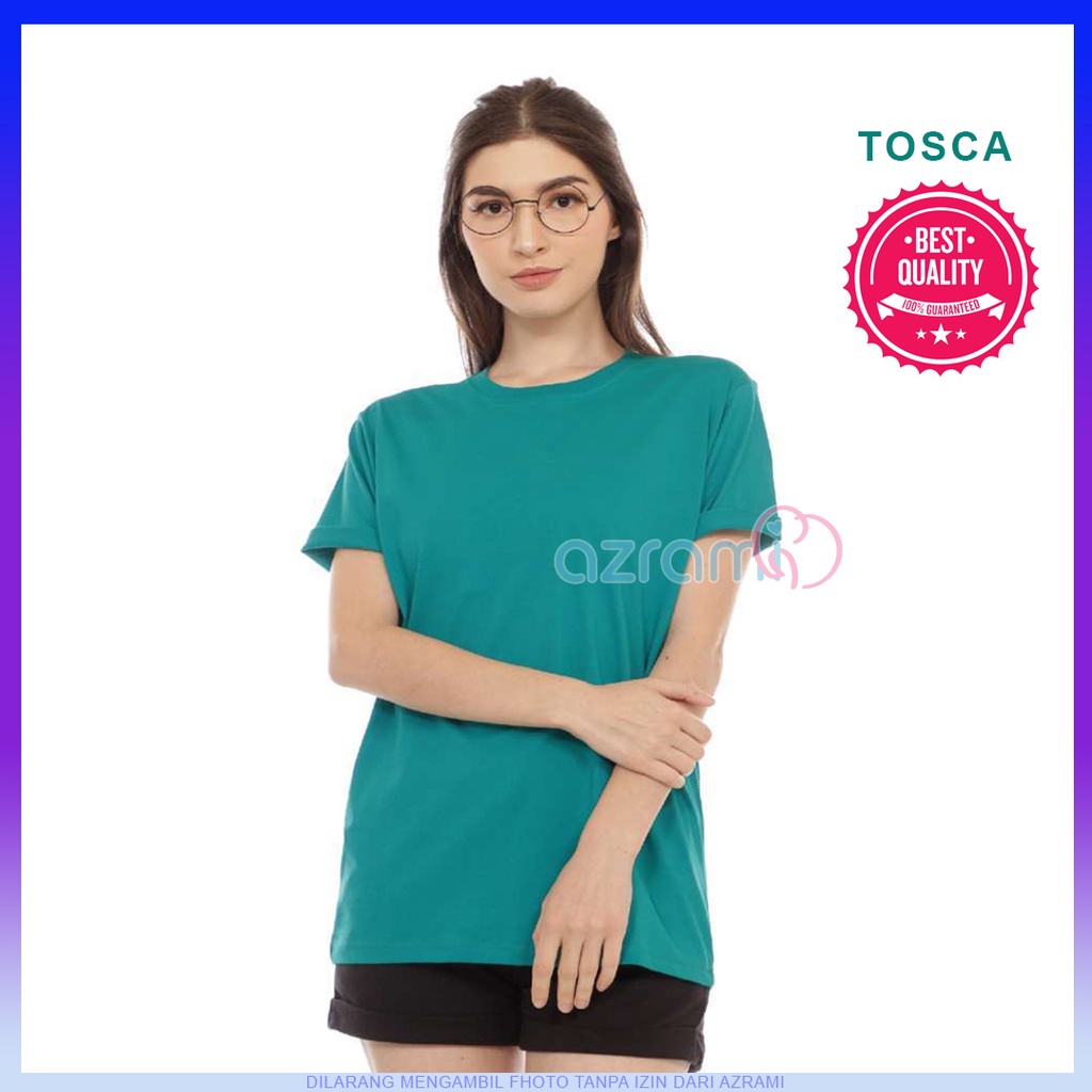 AZRAMI - Kaos Polos Wanita Lengan Pendek Premium Warna Tosca