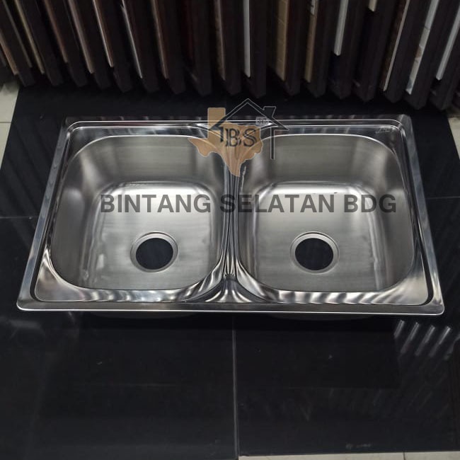 KITCHEN SINK TECHNOSINK BAK CUCI PIRING 2 LUBANG STAINLESS STEEL