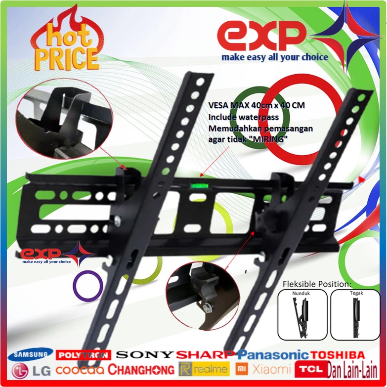 Garansi cocok!!! Bracket TV universal 42&quot; s/d 55&quot; Waterpas adjustable position-3