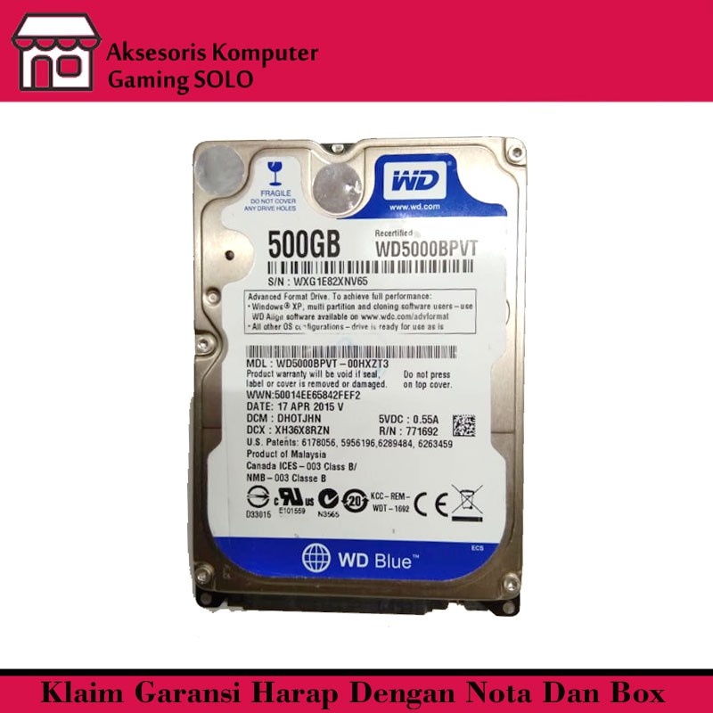 Hard Disk Internal Laptop WD Blue dan Seagate 500 GB