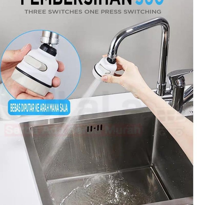 Turbo Faucet Sprayer 360 Rotasi Sambungan Kran 360 Hemat Air Pendek