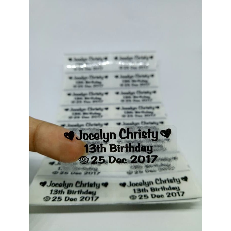 label nama produk promosi dll waterproof / sticker anti air Transparan