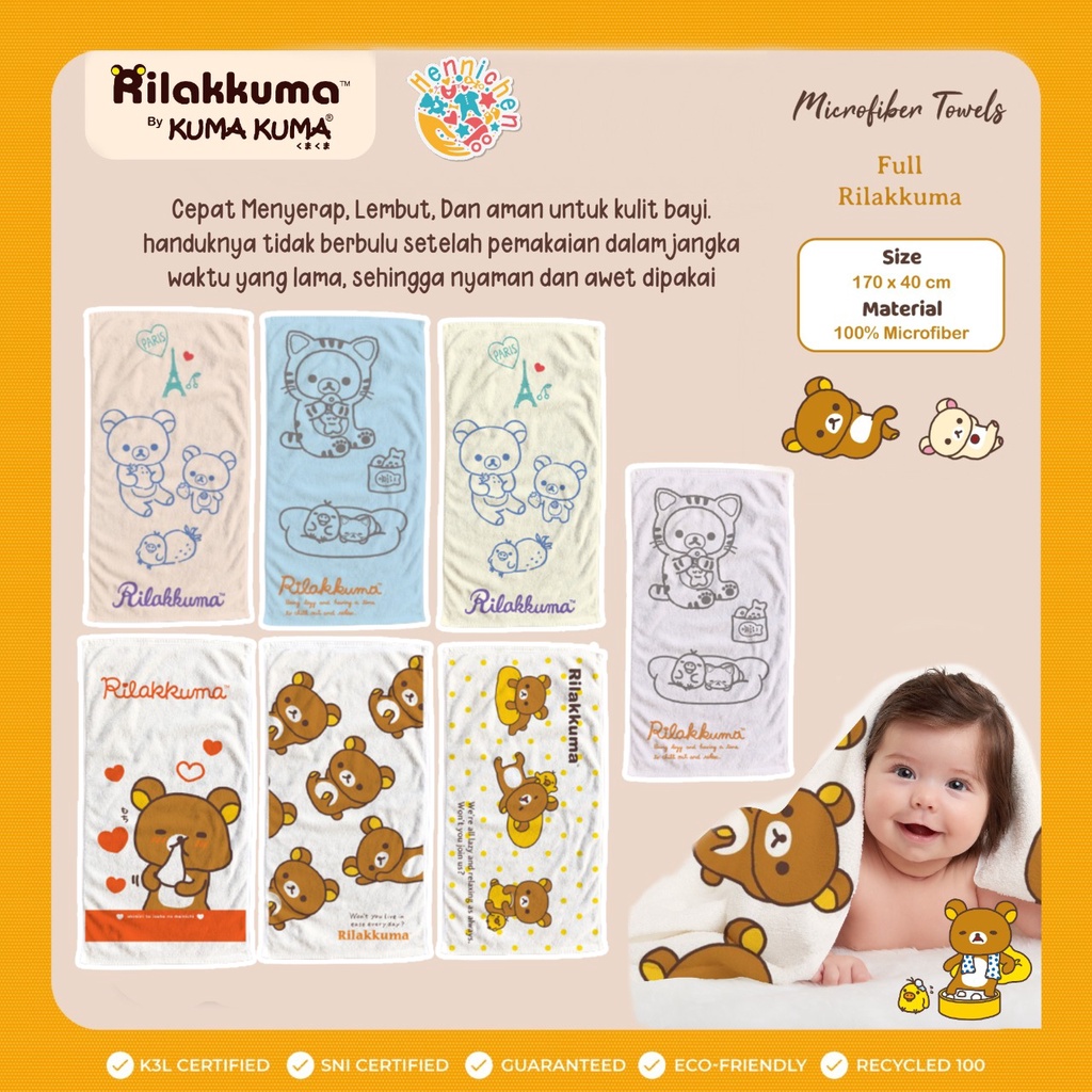 PROMO HANDUK BAYI HANDUK ANAK PREMIUM Handuk KUMA KUMA Microfiber Kuma Kuma Motif ( 70 x 140 cm )