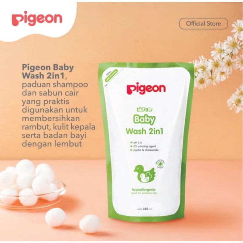 PIGEON Baby Wash 2in1 Chamomile / Shampoo dan Sabun Cair Bayi Mulai Newborn / Pigeon Sabun Cair Shampoo 2 in 1 kemasan Refill Pigeon / Pigeon Pump Baby Wash