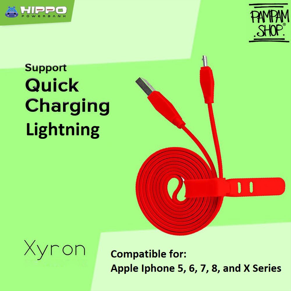 Kabel Data Hippo Xyron Lightning 200 Cm Original For Apple Iphone 5 6 7 8 X XS Plus Ipad Mini 2 3