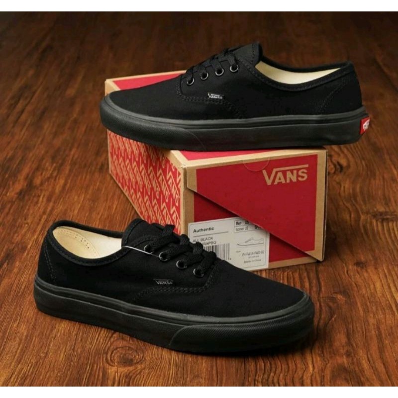 SEPATU WOLF X VANS AUTHENTIC FULL BLACK HITAM POLOS WHITE PUTIH OLDSKOOL ERA SK8-Hi  GUM OG