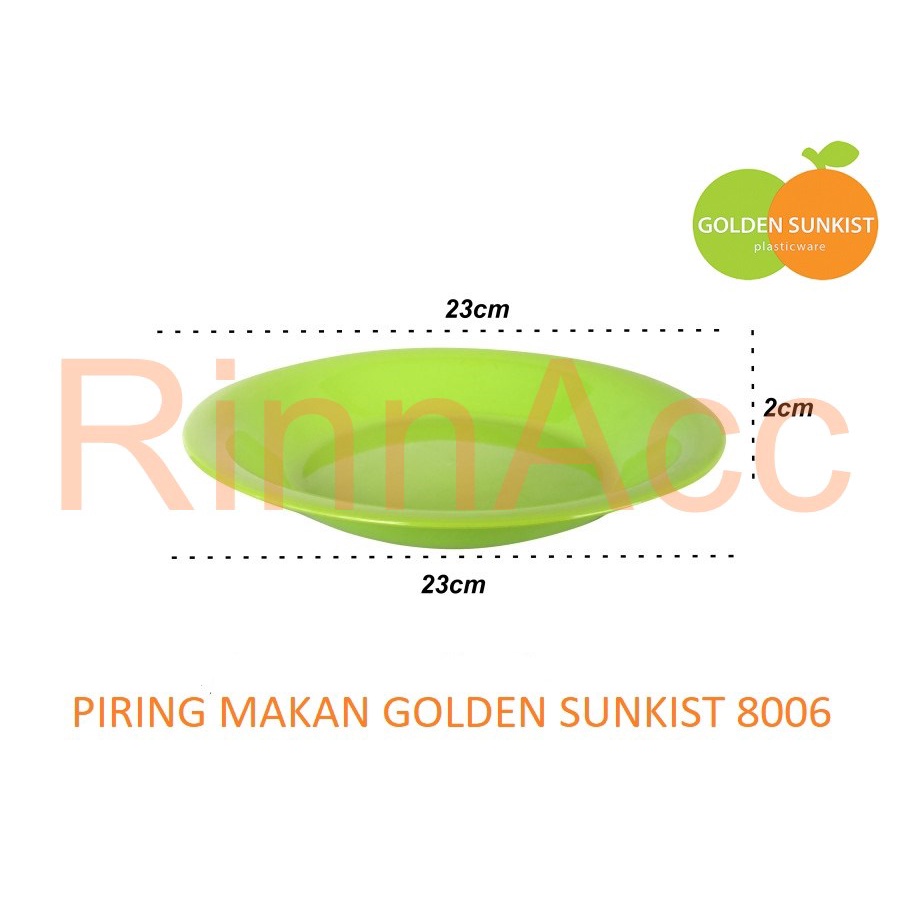 Piring Makan Plastik Tebal Golden Sunkist / Piring Golden Lemon Warna Hijau / Pink