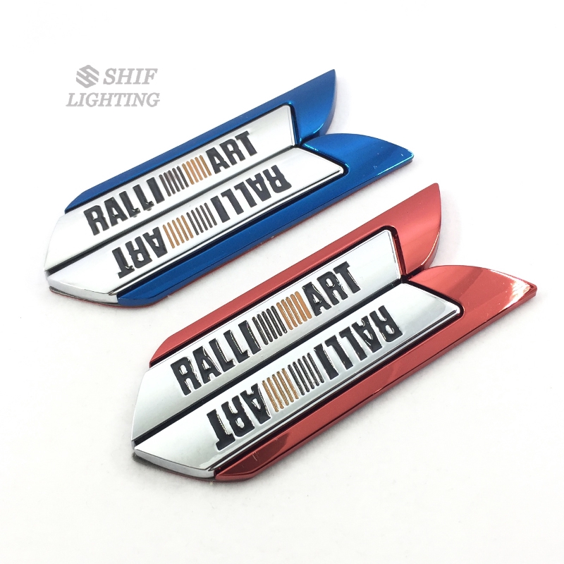 2pcs Stiker Emblem Logo Ralliart Bahan Metal Untuk Mobil Mitsubishi