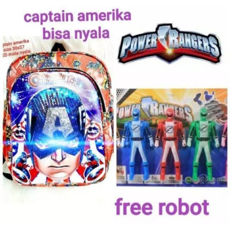 TAS KAPTEN AMERIKA TAS ANAK KARAKTER KAPTEN AMERIKA RANGSEL PAUD TK free robot