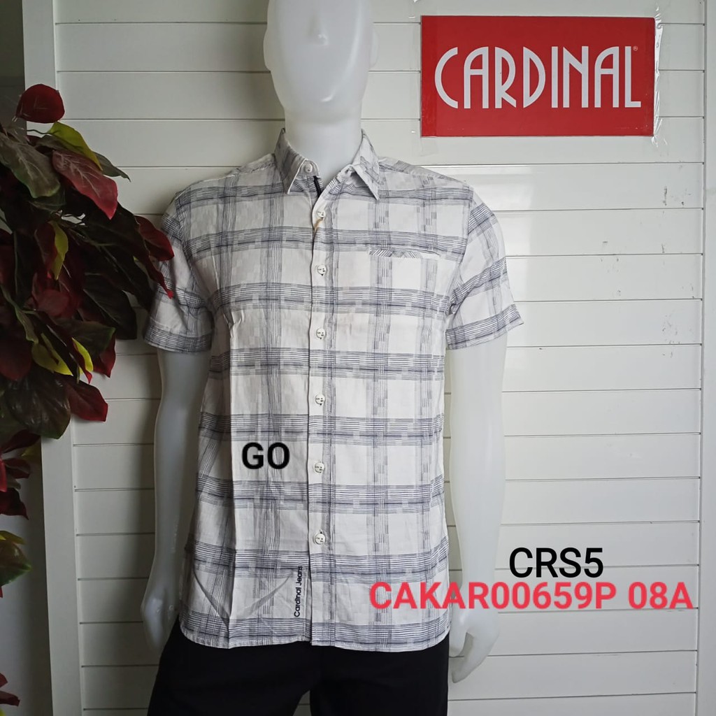 gof CRS CARDINAL KEMEJA REGULAR Hem Pria Pendek Baju Cowok Pakaian Pria