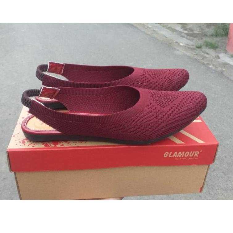 [SR.26Au22ᵛ] flat shoes rajut model tali belakang( motif rajut acak)