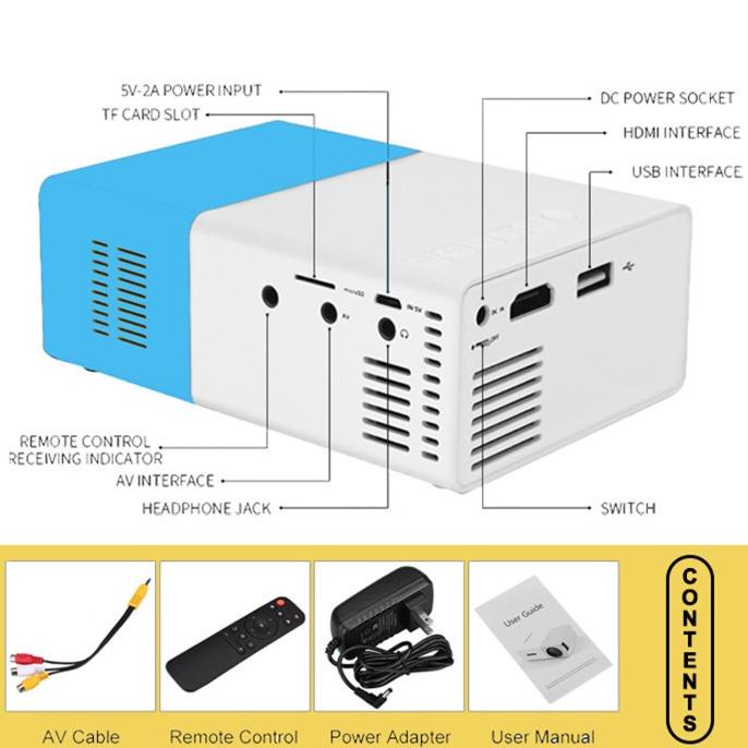 Mini Proyektor Led Yg300 / Yg-300 / Yg 300 Lcd Portable Projector Home