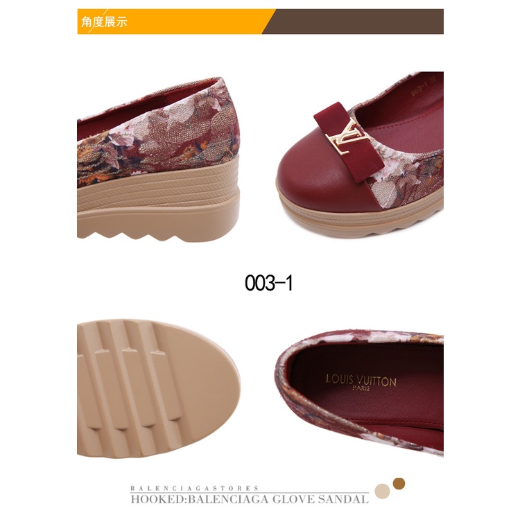 PR Logo Bow Wedges Shoes #003-1