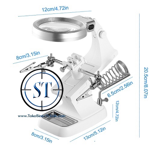 Welding LED Magnifier Clip Helping Hand Clamp Multi-Fungsional TH-7023 Kaca Pembesar Led Capit Lensa USB