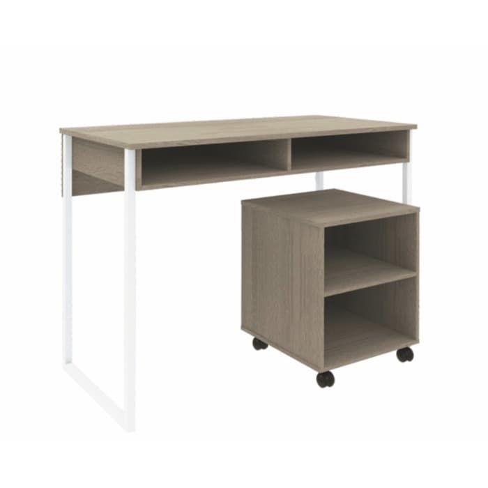 Meja Kerja Kaki Besi 100x50 cm + Rak | Meja Kaki Besi | Meja Belajar Kaki Besi | Medan