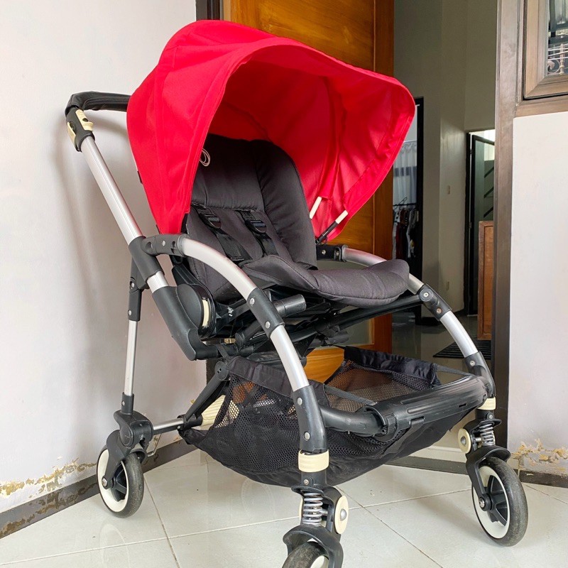 Stroller Bayi Second Preloved Bugaboo Bee Plus with Red &amp; Yellow Canopy