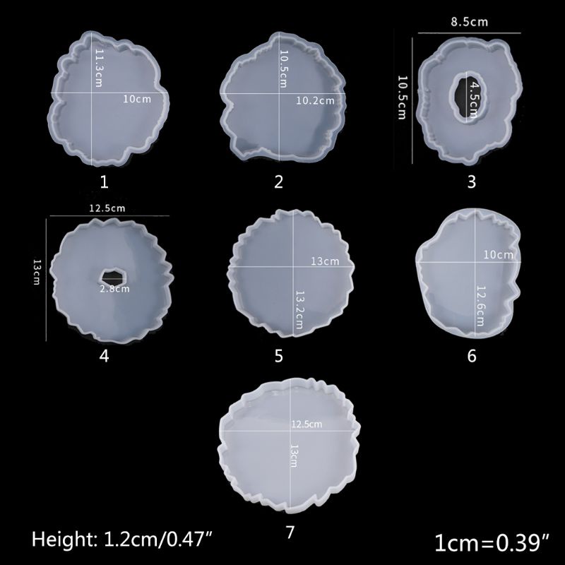 (Siy) 7 / 14pcs / Set Cetakan Epoxy Resin Bahan Silikon Desain Ombak Asimetris Untuk Kerajinan Handmade Diy