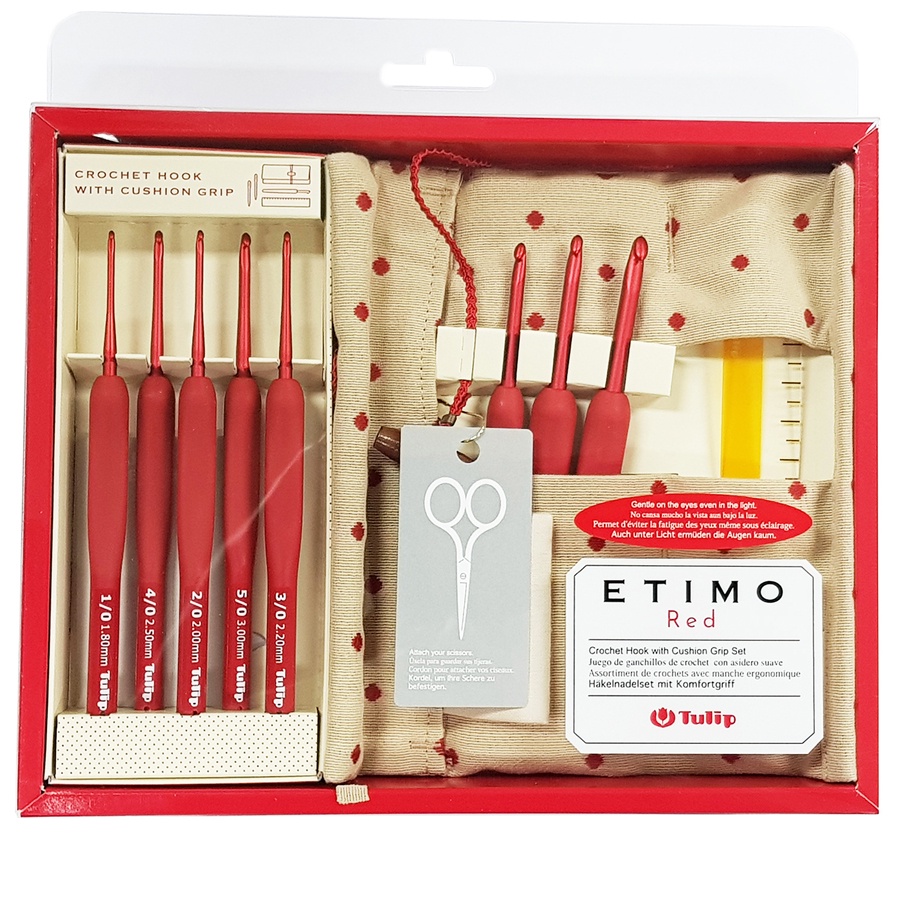 TULIP ETIMO RED (SET) ORI PREMIUM CROCHET HOOK MADE IN JAPAN Crochet Hooks With Cushion Grips - Set 