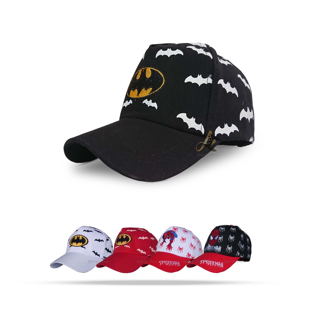 Topi Anak Kombinasi Bordir Dan Sablon Super Hero 003 / Topi Anak Hero-Betmen Htam