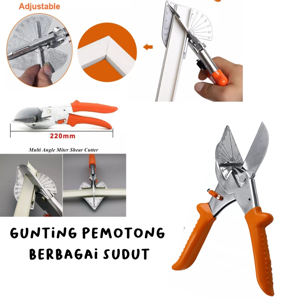 Gunting Pemotong duct Kawat Sudut Adjustable Bahan Stainless Steel Untuk Kayu / Pipa