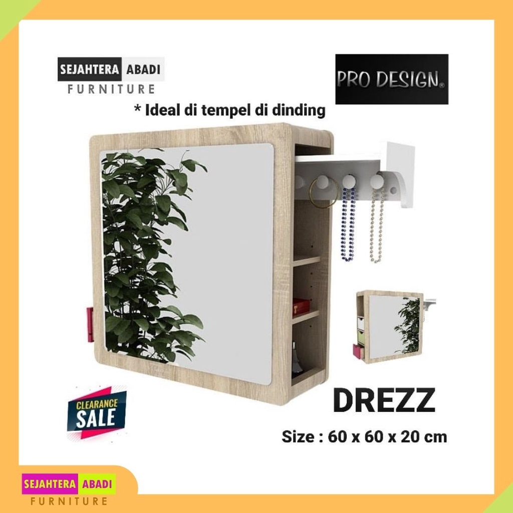 Meja Rias minimalis, cermin wastafel, cermin Rias Dinding Drezz Sonoma ProDesign