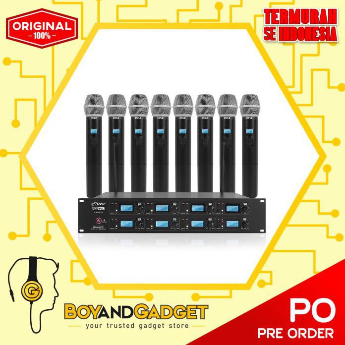 PYLE PROFESSIONAL 8 CHANNEL UHF WIRELESS MICROPHONE SYSTEM 8 HANDHELD
