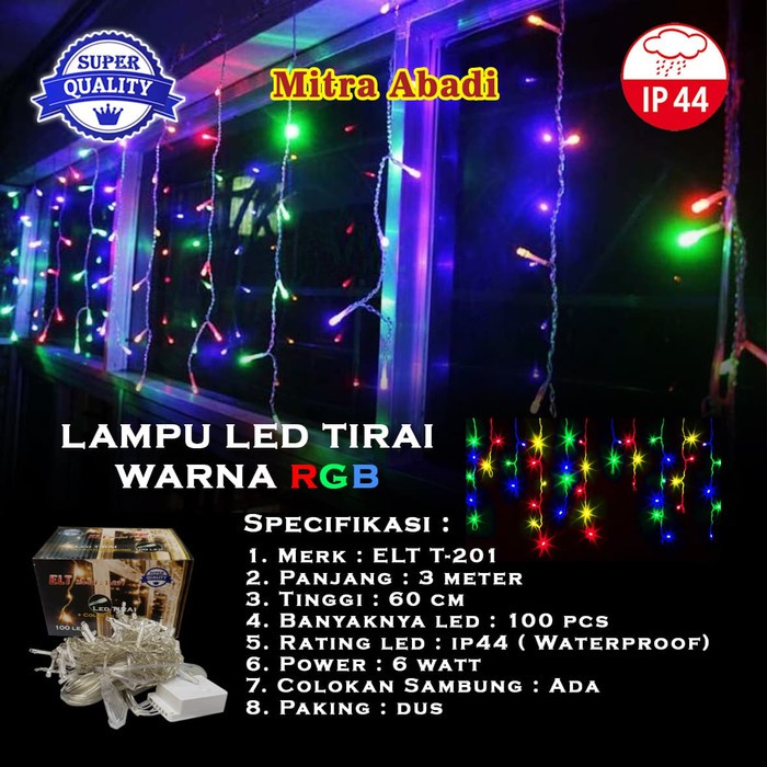 Lampu Natal Tirai LED 100 LED AC 220V