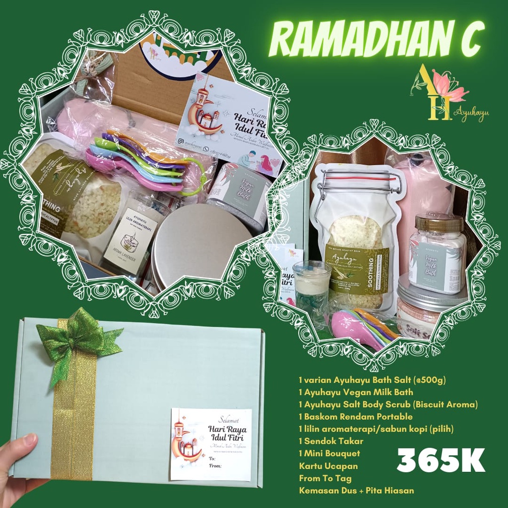 HAMPERS LEBARAN PARSEL RAMADHAN KADO GIFT SOUVENIR GIFT GARAM RENDAM PREMIUM BATH SALT REMPAH MANDI AYUHAYU