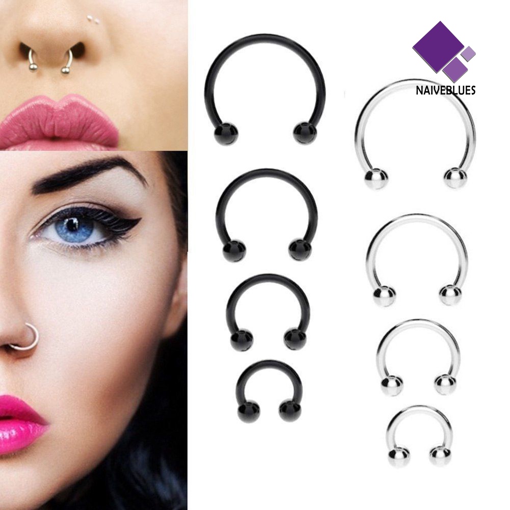 10 Pcs Cincin Tindik Bahan Stainless Steel Untuk Bibir Hidung Septum Telinga