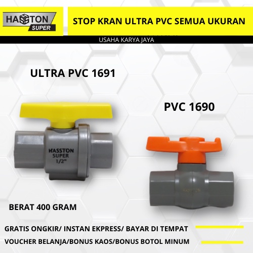 BALL VALVE PVC 1/2'' Stop Kran Plastik 1/2 inch Original HASSTON Super Prohex 0691-011 Original Hass