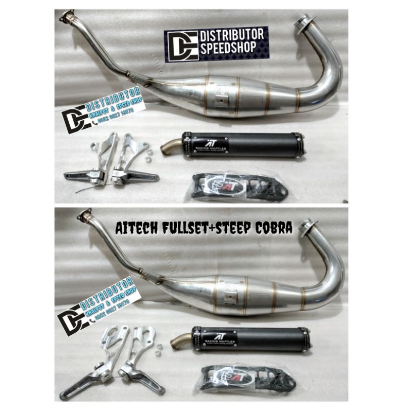 Knalpot Racing Aitech Original PLUS steep Cobra Non jomblo Fullset perut satainles model PRESS cacin